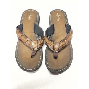 Clarks Fenner Nerice Flip Flop Size  9 Leather Braided Thong Sandal Boho Beachy